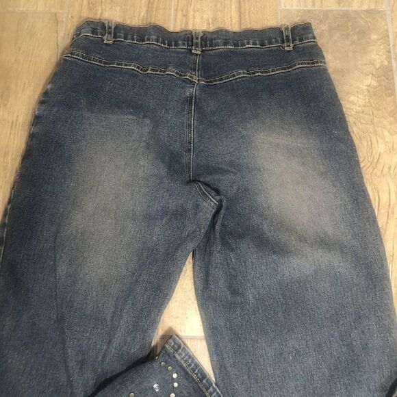 Vtg Y2K Heart Moon Stars Flared Boot Cut Jeans 6 Low Rise Bejeweled Boho Chic - Picture 11 of 12